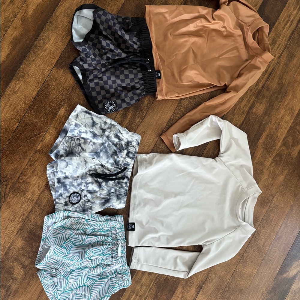 Baby Swim Trunks Set - Black, White, Tan, Blue